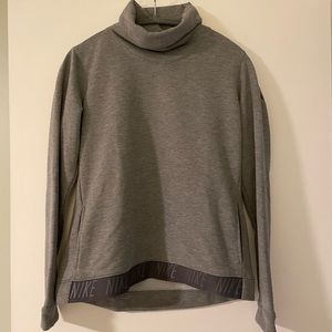 NIKE Dri-Fit Turtleneck Gray Sweatshirt Fitted Banded Waist Poly Rayon Size M